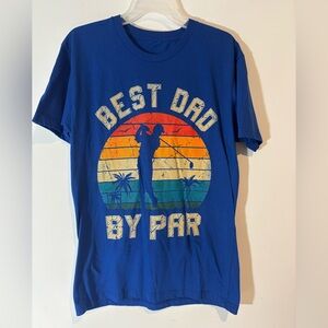 DesignbyHumans Men’s Medium Royal Blue Best Dad By Par Tshirt Fathers Day Golf